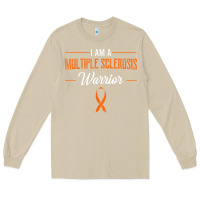 Mushroom multiple sclerosis warrior autoimmune disease orange ribbon Long Sleeve Tee - linhVisuals