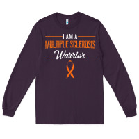 Plum multiple sclerosis warrior autoimmune disease orange ribbon Long Sleeve Tee - linhVisuals