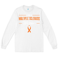 White multiple sclerosis warrior autoimmune disease orange ribbon Long Sleeve Tee - linhVisuals