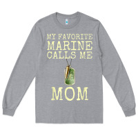 Heather Grey my favorite marine calls me mom Long Sleeve Tee - linhVisuals