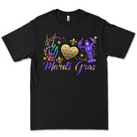 Black Peace love crawfish Mardi Gras skeleton hand Premium Tee - FaDigitalArtStudio