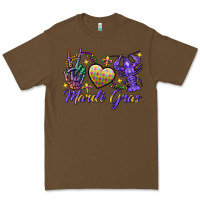 Cacao Peace love crawfish Mardi Gras skeleton hand Premium Tee - FaDigitalArtStudio