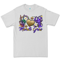 Dove Grey Peace love crawfish Mardi Gras skeleton hand Premium Tee - FaDigitalArtStudio