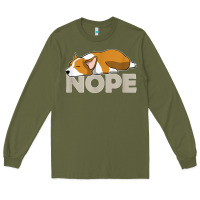 Army Green nope lazy corgi Long Sleeve Tee - linhVisuals