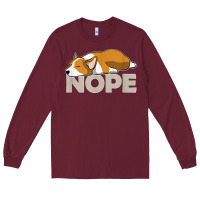 Burgundy nope lazy corgi Long Sleeve Tee - linhVisuals