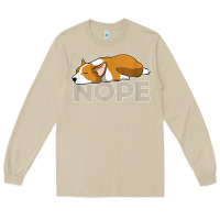 Mushroom nope lazy corgi Long Sleeve Tee - linhVisuals