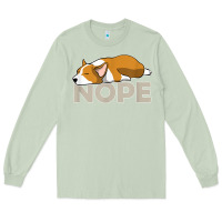 Matcha nope lazy corgi Long Sleeve Tee - linhVisuals