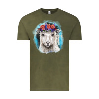 Vintage Olive Sunflower Sheep With Background Vintage Tee - RanaPortraitStore