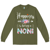 Army Green happiness is being a noni ever women floral decor Long Sleeve Tee - linhVisuals