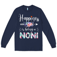Navy happiness is being a noni ever women floral decor Long Sleeve Tee - linhVisuals