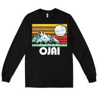 Black ojai california mountains & sun retro 80s graphic Long Sleeve Tee - linhVisuals