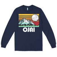 Navy ojai california mountains & sun retro 80s graphic Long Sleeve Tee - linhVisuals