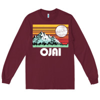 Burgundy ojai california mountains & sun retro 80s graphic Long Sleeve Tee - linhVisuals