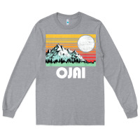 Heather Grey ojai california mountains & sun retro 80s graphic Long Sleeve Tee - linhVisuals