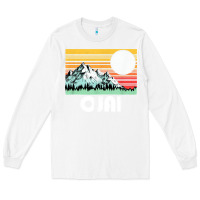 White ojai california mountains & sun retro 80s graphic Long Sleeve Tee - linhVisuals