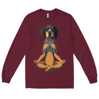 Burgundy yoga fitness bluetick coonhound dog 363 bodybuilding Long Sleeve Tee - linhVisuals