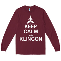 Burgundy keep calm and klingon Long Sleeve Tee - linhVisuals