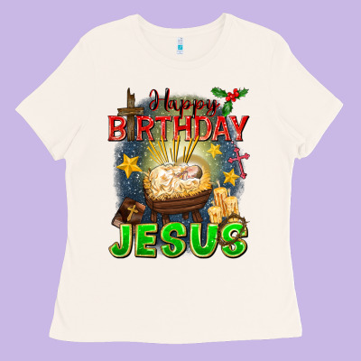 Happy Birthday Jesus Ladies Tee Designed By Fadigitalartstudio