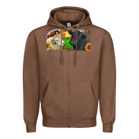 Chestnut Charolais Bull And Black Angus Bull With Farm Zipper Hoodie - RanaPortraitStore