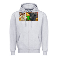 Heather Grey Charolais Bull And Black Angus Bull With Farm Zipper Hoodie - RanaPortraitStore