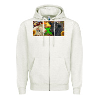 Oatmeal Heather Charolais Bull And Black Angus Bull With Farm Zipper Hoodie - RanaPortraitStore