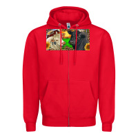 Red Charolais Bull And Black Angus Bull With Farm Zipper Hoodie - RanaPortraitStore