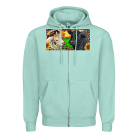 Seafoam Charolais Bull And Black Angus Bull With Farm Zipper Hoodie - RanaPortraitStore