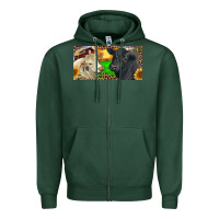 Sports Green Charolais Bull And Black Angus Bull With Farm Zipper Hoodie - RanaPortraitStore