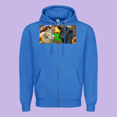 Charolais Bull And Black Angus Bull With Farm Zipper Hoodie Designed By Ranaportraitstore