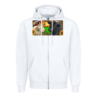 White Charolais Bull And Black Angus Bull With Farm Zipper Hoodie - RanaPortraitStore