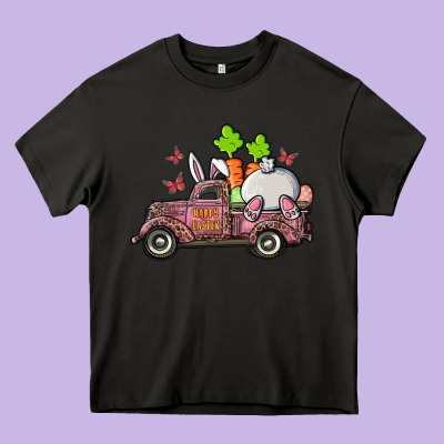 Happy Easter Pink Truck With Bunny Heavy Core Tee Designed By Ranaportraitstore