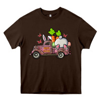 Chocolate Brown happy easter pink truck with bunny Heavy Core Tee - RanaPortraitStore