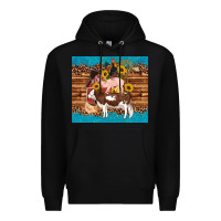 Black western farm cow pig rooster chick farm chicken barn Premium Hoodie - Artiststas