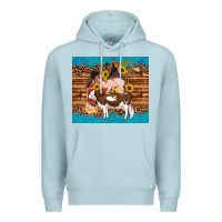 Blue Mist western farm cow pig rooster chick farm chicken barn Premium Hoodie - Artiststas