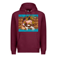 Burgundy western farm cow pig rooster chick farm chicken barn Premium Hoodie - Artiststas