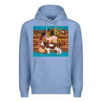 Colony Blue western farm cow pig rooster chick farm chicken barn Premium Hoodie - Artiststas