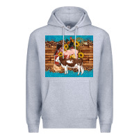Heather Grey western farm cow pig rooster chick farm chicken barn Premium Hoodie - Artiststas