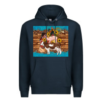 Navy western farm cow pig rooster chick farm chicken barn Premium Hoodie - Artiststas