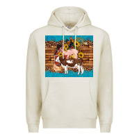 Oatmeal Heather western farm cow pig rooster chick farm chicken barn Premium Hoodie - Artiststas