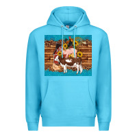 Ocean Blue western farm cow pig rooster chick farm chicken barn Premium Hoodie - Artiststas