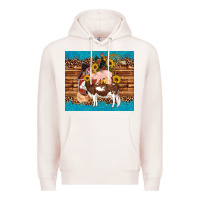 Pale Pink western farm cow pig rooster chick farm chicken barn Premium Hoodie - Artiststas