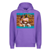 Purple western farm cow pig rooster chick farm chicken barn Premium Hoodie - Artiststas