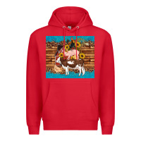 Red western farm cow pig rooster chick farm chicken barn Premium Hoodie - Artiststas