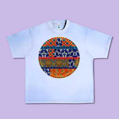 African Fabric Pattern Round Earrings Urban Heavy Tee Designed By Bundleandbundleshop
