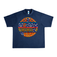 Navy african fabric pattern round earrings Urban Heavy Tee - BundleAndBundleShop