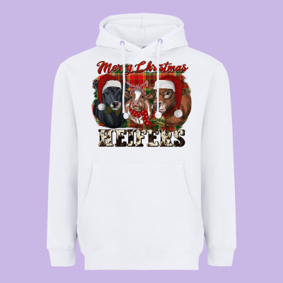 Merry Christmas Heifers Heavyweight Hoodie Designed By Ranaportraitstore