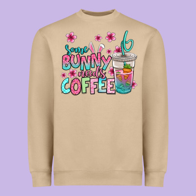 Some Bunny Needs Coffee Easter Heavyweight Sweatshirt Designed By Jasminsmagicworld