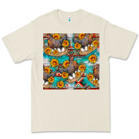 Bone chicken with eggs and sunflowers seamles pattern Premium Tee - FaDigitalArtStudio