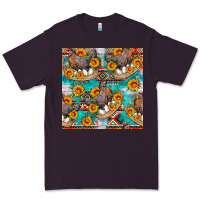 Plum chicken with eggs and sunflowers seamles pattern Premium Tee - FaDigitalArtStudio