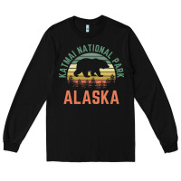 Black katmai national park alaska bear hiking travel nature retro pullover h Long Sleeve Tee - linhVisuals